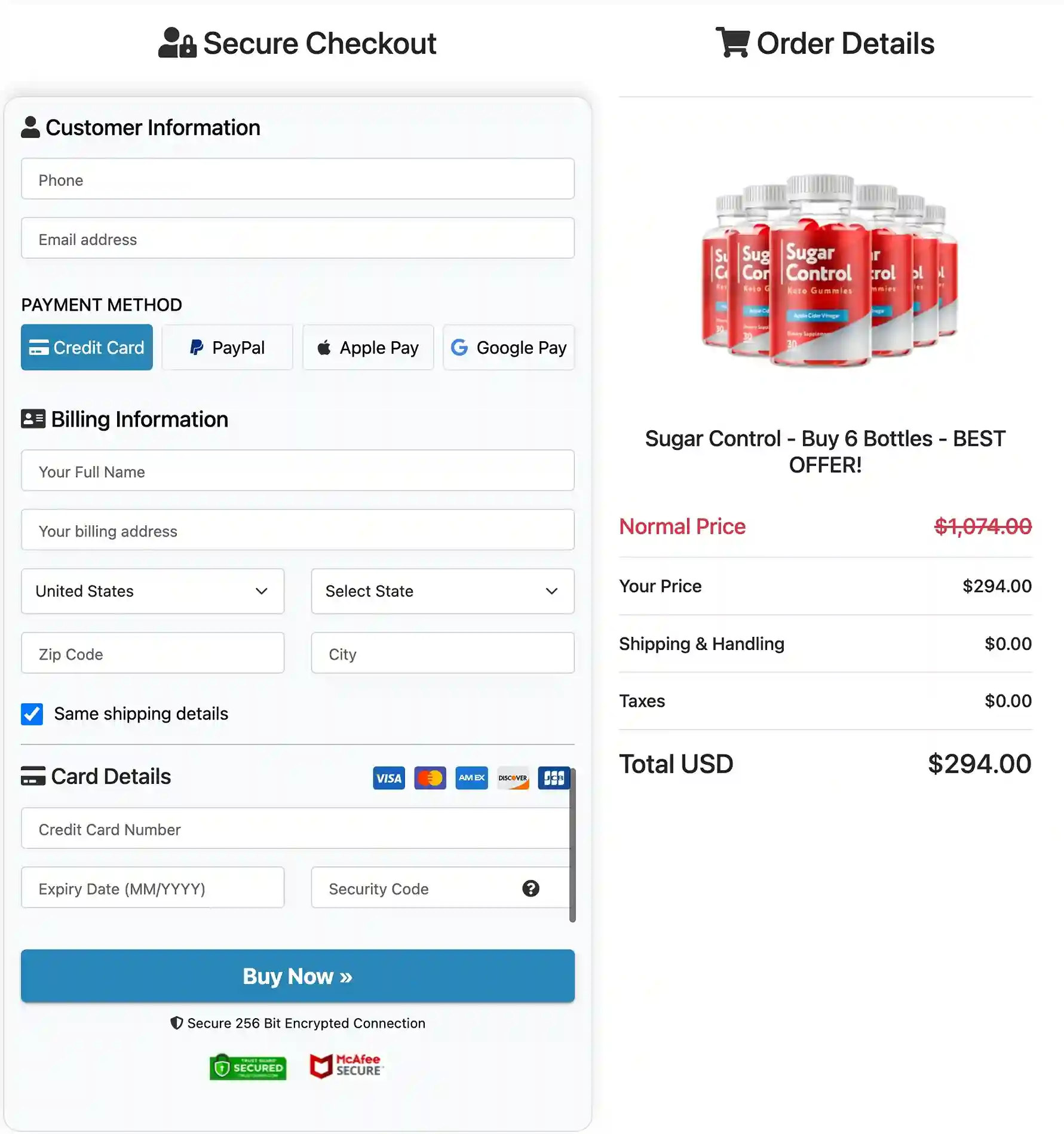 SugarControl Pricing 2 Bottle 4 Bottle 8 Bottle Packages